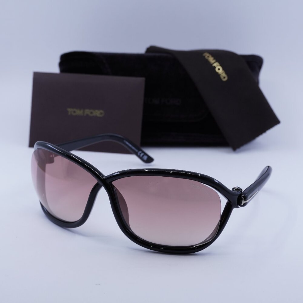 Tom Ford FT1069 01Z Fernanda Geometric Sunglasses - Shiny Black/Violet